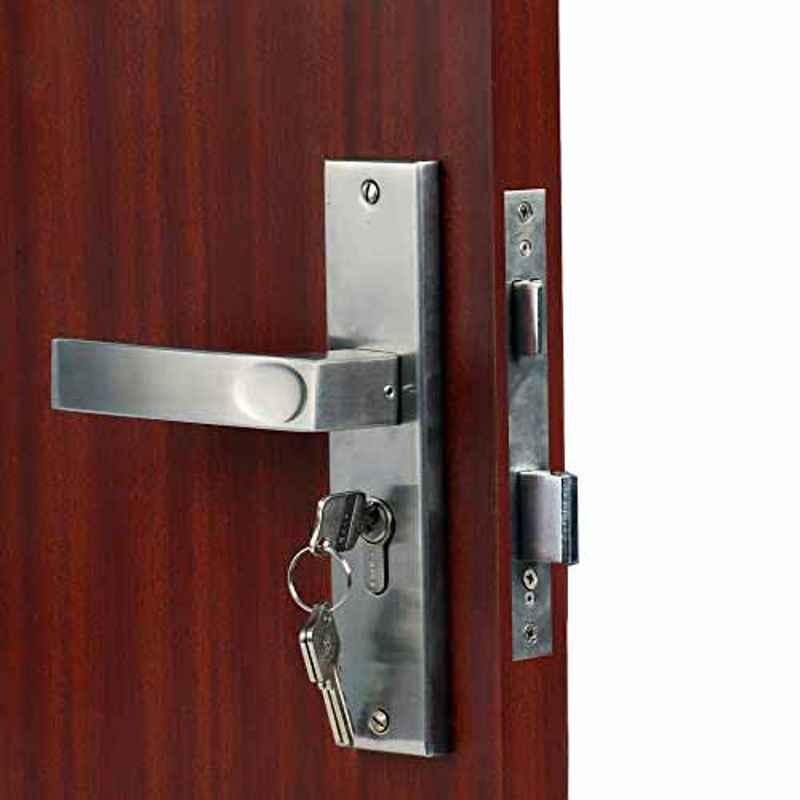 Homexpert Fasino 8 inch 60mm Stainless Steel Satin Finish Cylindrical Plate One Side Key Mortise Door Lock Set