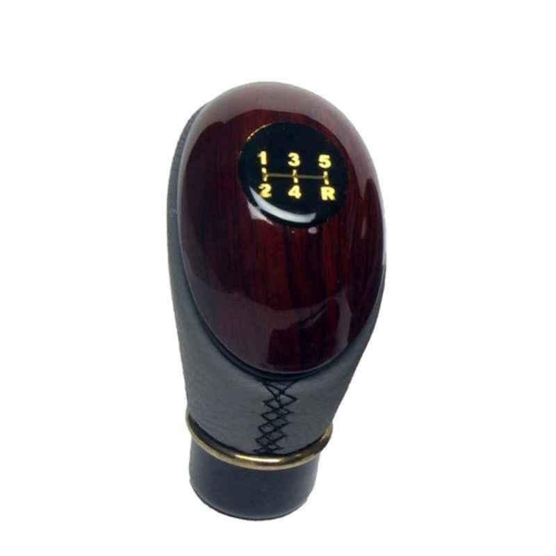 Love4ride Grey Leatherite R Type Wooden Finished Gear Knob