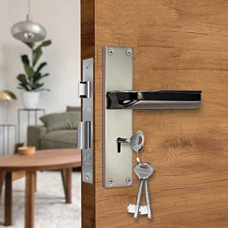 Screwtight 8 inch Zinc Satin Black Heavy Duty Mortise Handle Door Lock Set, AZMPH-TEXA-KY-SB