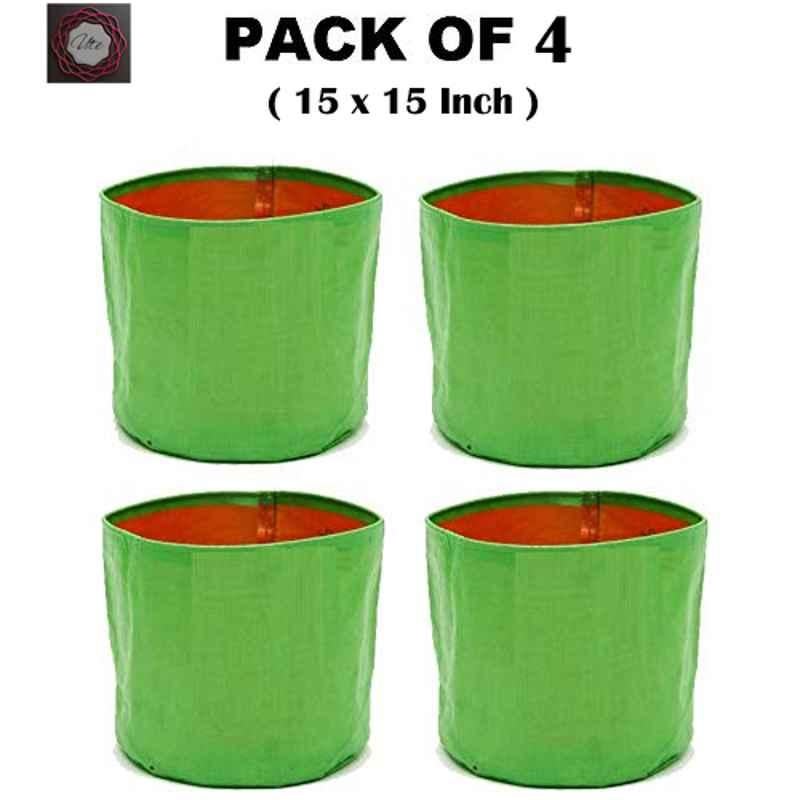 UTE 15x15 inch 250 GSM HDPE Grow Bag for Plants, UTE2005 (Pack of 4)