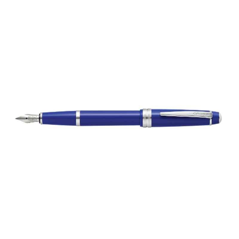 Cross Bailey Black Ink Blue Resin Polished Fountain Pen with 2 Pcs Black Pen Cartridges Set, AT0746-4XS