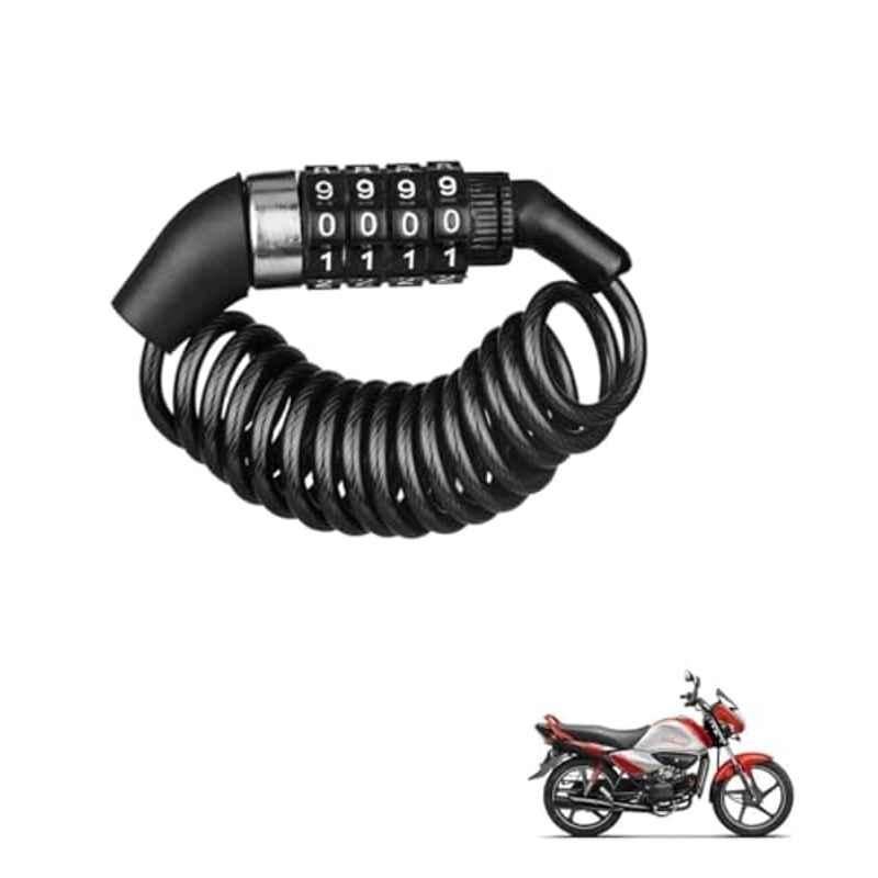 Kozdiko Plastic Black Resettable Password Multi-Use Cable Lock for Hero Splendor I Smart