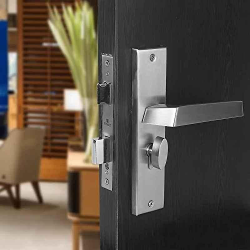 Saze Sana 8 inch Stainless Steel Brass Finish Cylindrical Plate Mortise Door Lock Handle Set, SE-SANA-8CYS-OSK