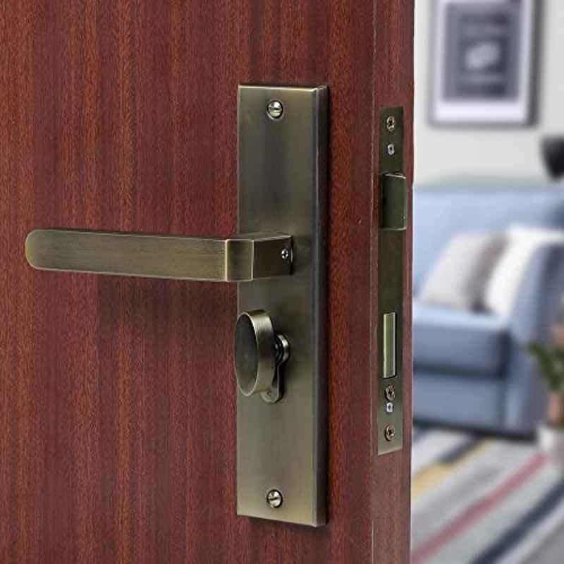 Voltizi 8 inch Stainless Steel 304 Antique Finish Cylindrical Plate Mortise Door Lock Handle Set with One Side Key, LB-303