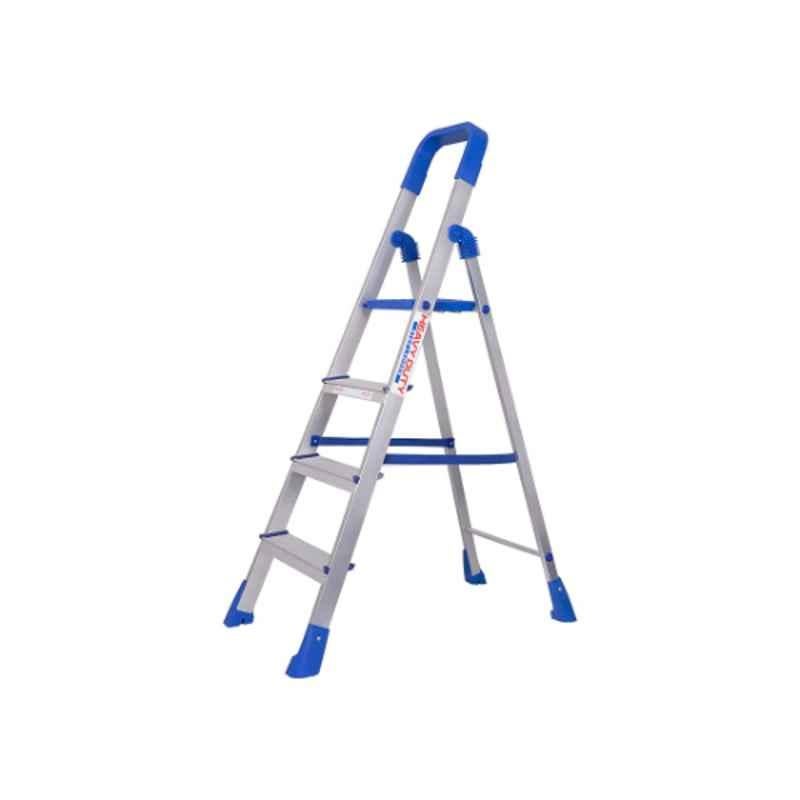Quantes 150kg 4 Steps PPCP & Aluminium Silver Foldable Multipurpose Ladder with Platform, QStairway4S