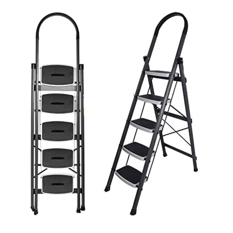 Plantex Metal Gray & White 5 Step Anti Skid Ladder