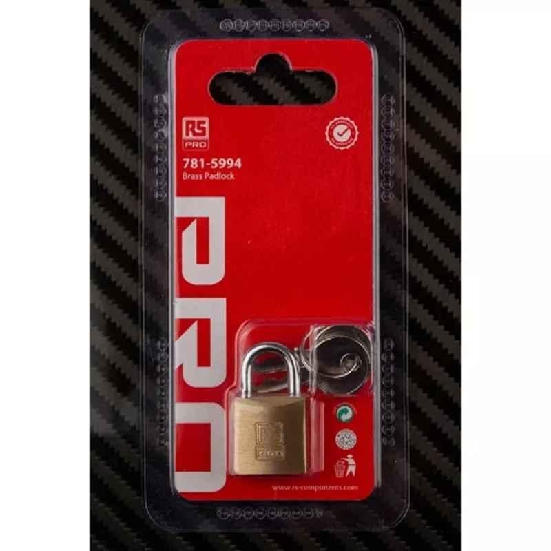 RS Pro 4x20mm Key Weatherproof Brass Padlock, 7815994