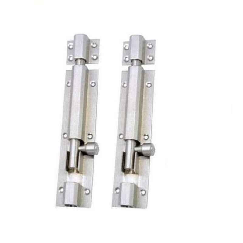 Smart Shophar 10 inch Brass Nickel Silver Hex Tower Bolt, SHA10TW-HEX-NS10-P2 (Pack of 2)