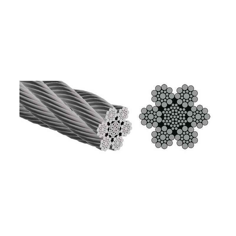Mahadev 22mm IWRC Ungalvanised Steel Wire Rope, Size 6x19, Length: 50 m