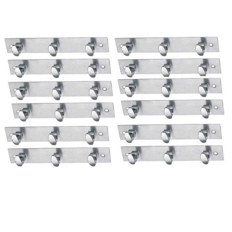 Smart Shophar 3 Legs Stainless Steel And Aluminium Alloy Silver Trums Wall Hook, SHA43WH-TRUM-SL03-P12 (Pack of 12)