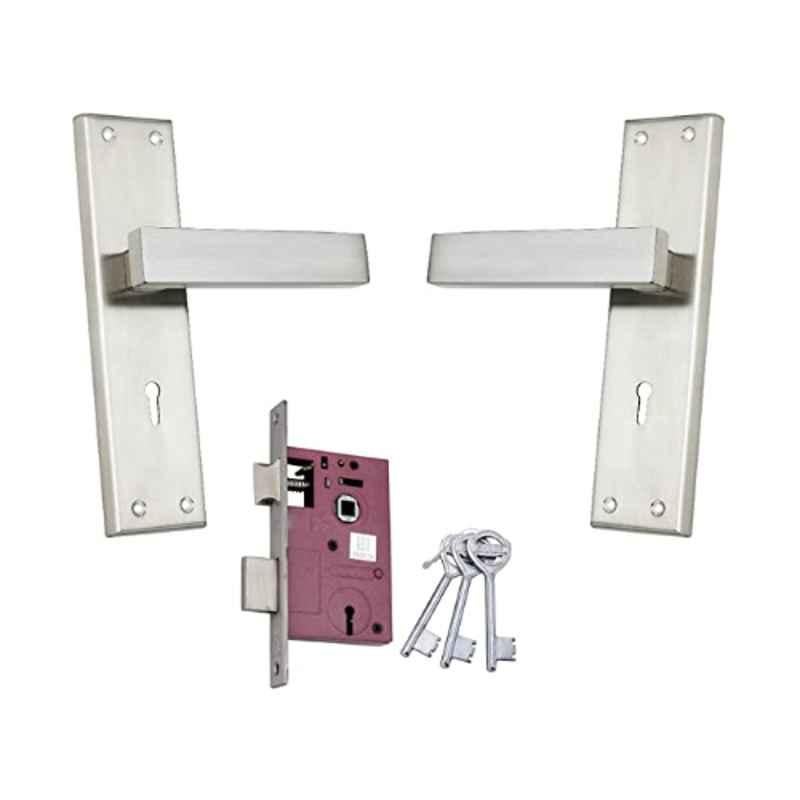 Shrida 424 Stainless Steel Silver Polished Mortise Lock Set with 3 Keys