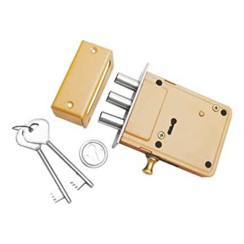 Smart Shophar 4 inch Brass & Steel Brown Bemark Main Door Lock in Latch, SLK80MD-BEMA-2K1BR-P1 (Pack of 4)