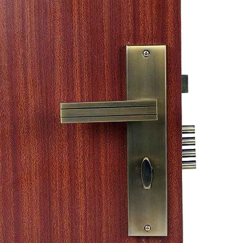 Handle Waala Altroz 10 inch 60mm Stainless Steel Antique Brass Finish Cylindrical Plate Mortise Door Lock Set