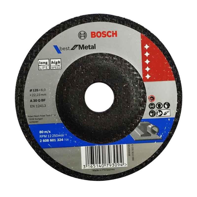Bosch 125x6x22.23mm A 30 Q BF Depressed Center Grinding Wheel for Metal, 2608601324 (Pack of 25)