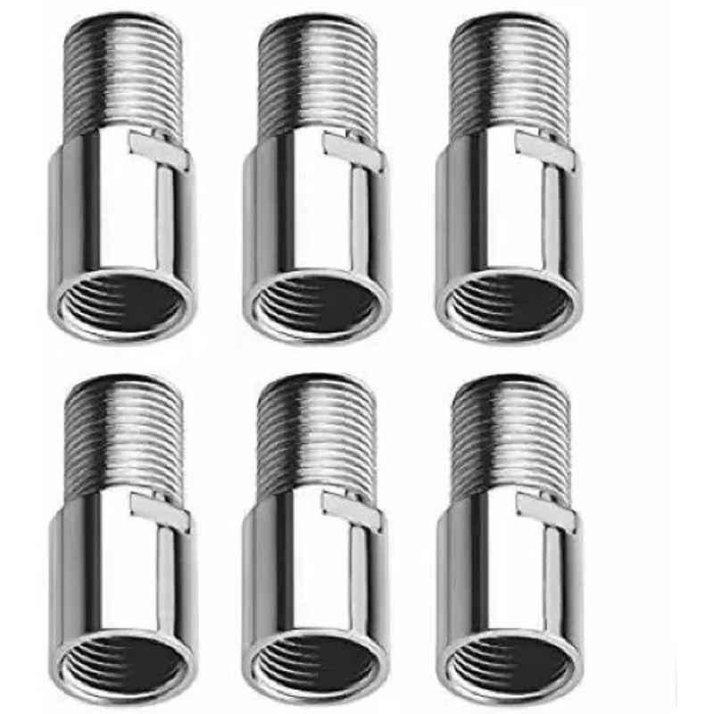 Neelkund 2 inch Stainless Steel Silver Extension Nipple (Pack of 6)