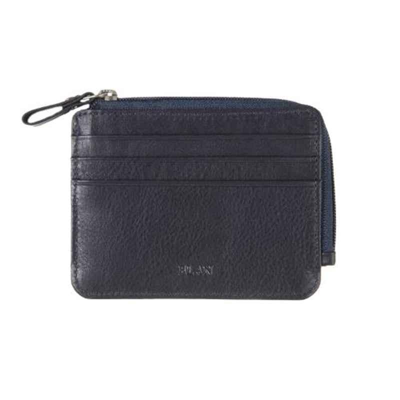 Elan Classic 10.5x1x8cm 6 Slot Blue Leather Card Holder with Zipper, ECCH-9621-BU