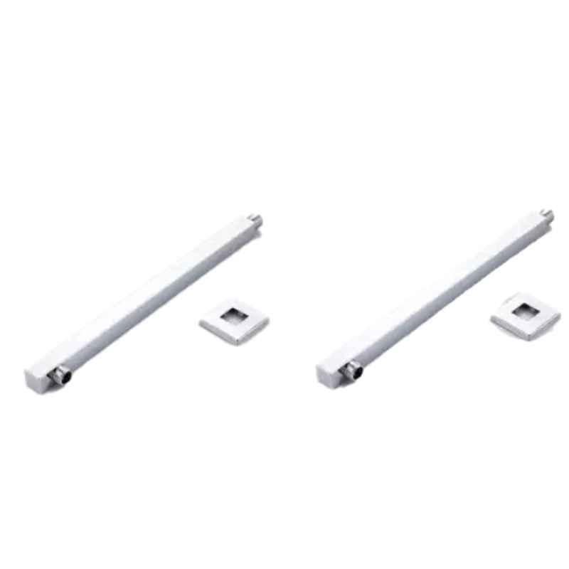 Fastgear 15 inch Steel Chrome Finish Square Showerhead Arm with Wall Flange (Pack of 2)
