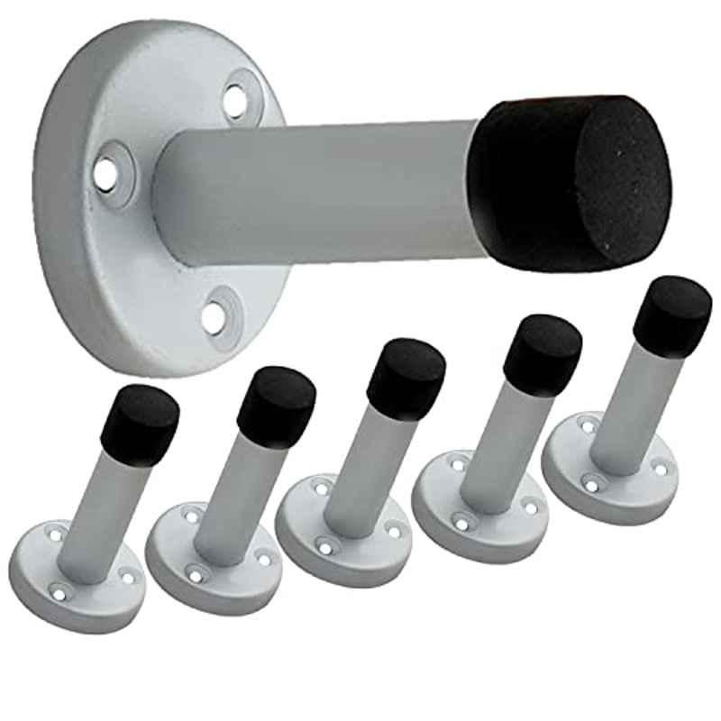 Screwtight 2.75 inch â€ŽAluminum â€ŽGrey â€ŽSilver Effect Finish Skirting Mount Door Stopper, A230201SAA-6 (Pack of 6)