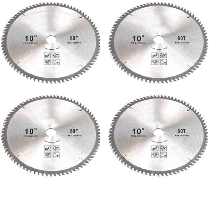 Greenleaf 80 Teeth Carbon Steel Silver TCT Blade for Brush Cutter, MTAK-AC-BR-939-4 (Pack of 4)