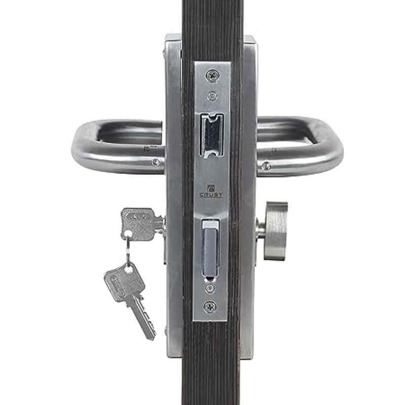 Handle Waala MG1103-CYS 8 inch 60mm Stainless Steel Silver Cylindrical Plate One Side Key Mortise Door Lock Set