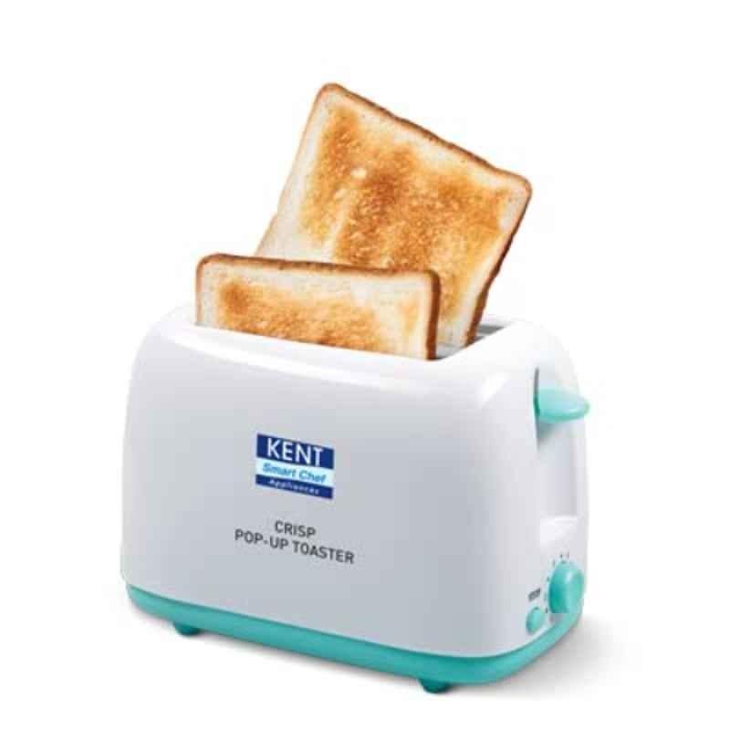 Kent 650-750W Plastic White & Blue 2 Slice Automatic Crisp Pop-up Electric Toaster, 116105