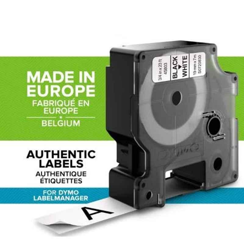 Dymo S0718050 19mmx3m Nylon Black Print on White D1 Tape