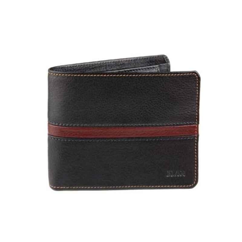 Elan Classic 11x3x9.2cm 8 Slot Black Leather Coin Pouch Flap Wallet, ECW-9603-BL