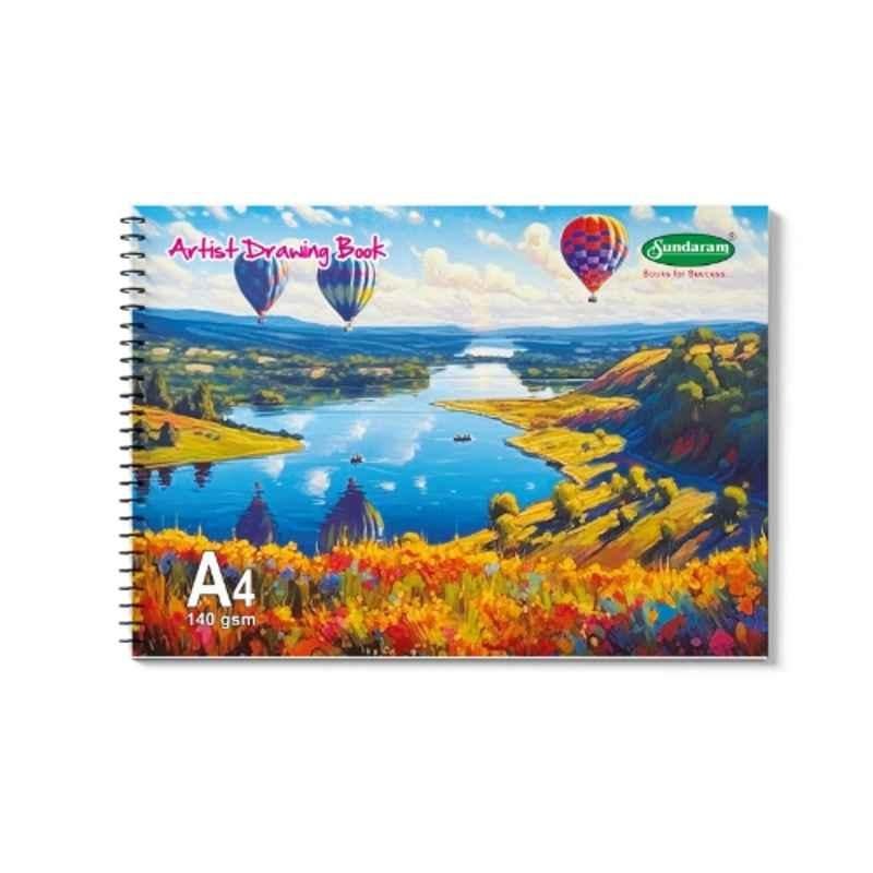 Sundaram 100 Pages 29.5x21cm Top Spiral Bound A4 Artist Drawing Book with Superior Binding Strength & Wrapper Lamination, D-11 (Pack of 6)