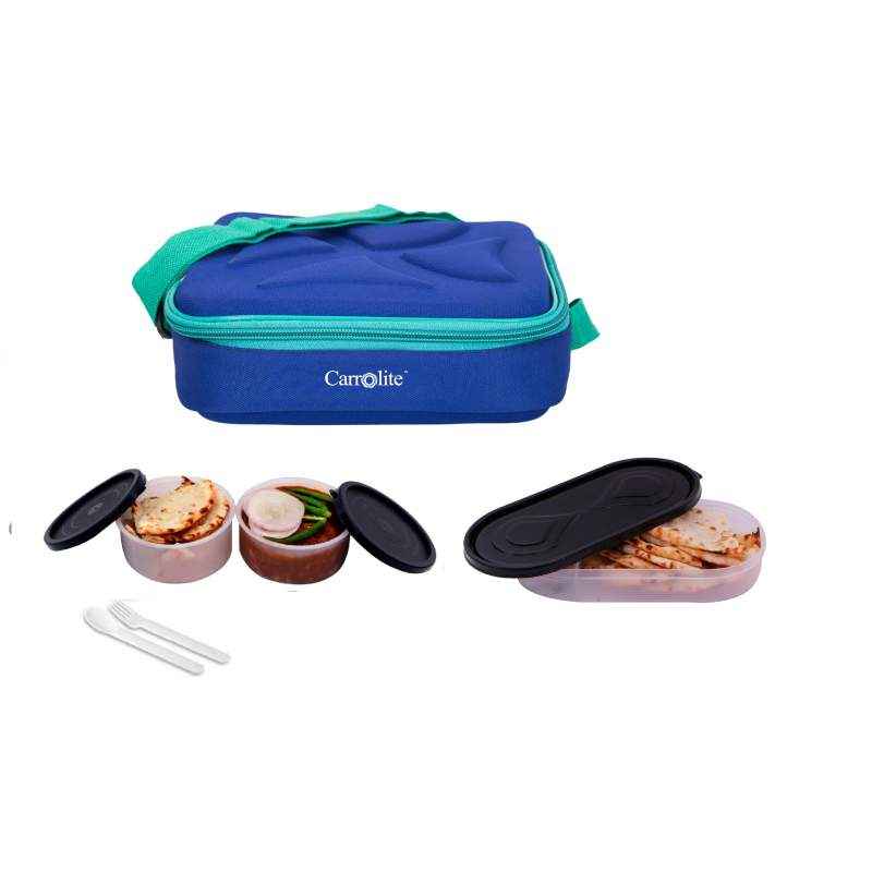Carrolite 650ml Blue & Black Plastic Lunchbox, Black_P-06