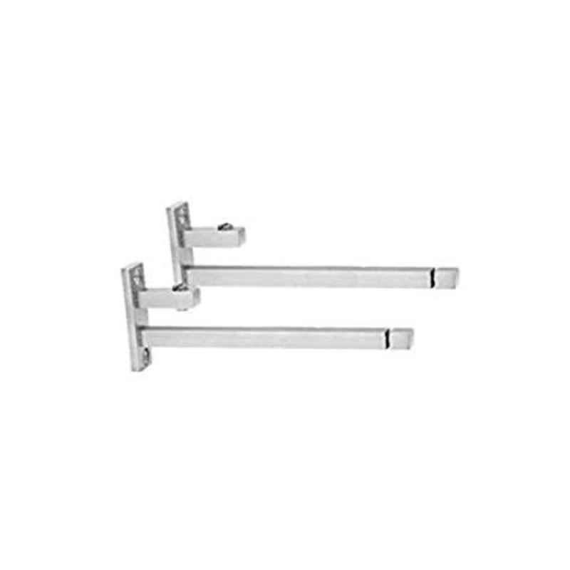 Smart Shophar 2 Pcs 12 inch Stainless Steel Silver F-Type Square Glass Shelf Bracket Set, SHA40SB-FTYS-12SL10-S1 (Pack of 5)