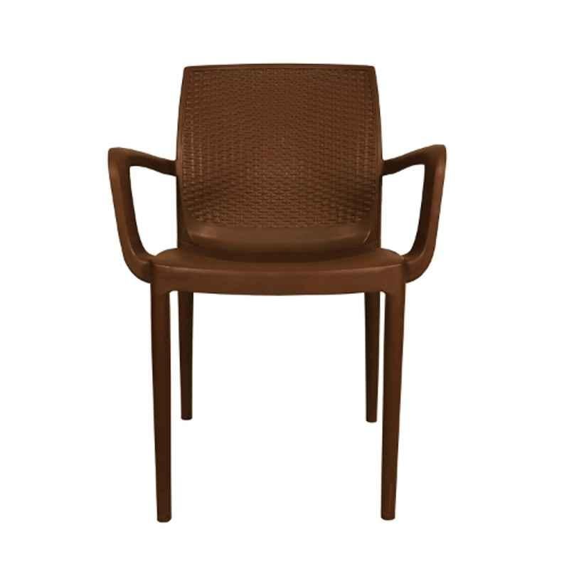 Diya Alpha Brown Solid Back Plastic Chair with Arm