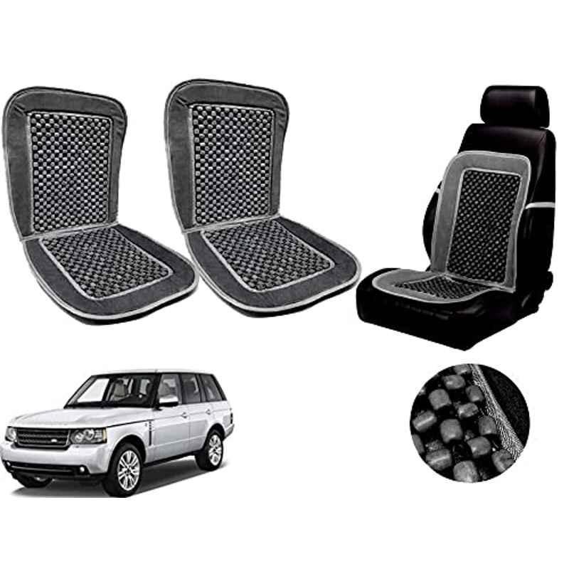 Auto Pearl PU, Velvet & Wooden Beads Grey Rectangular Seat Cushion for Land Rover Range Rover Sport (Pack of 2 )