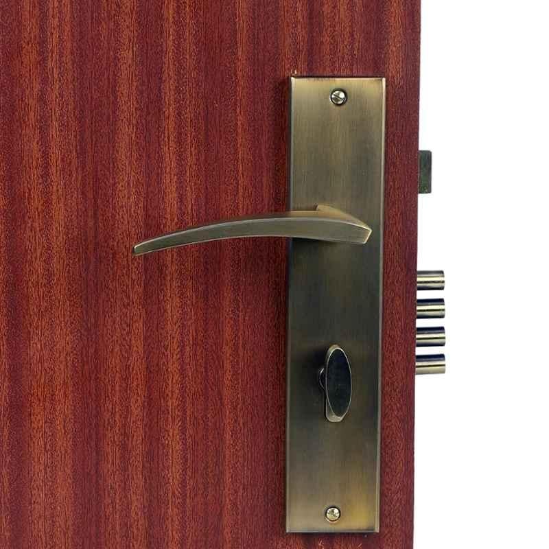Handle Waala Lobos 10 inch Stainless Steel Antique Brass Finish Cylindrical Plate Mortise Door Lock Set