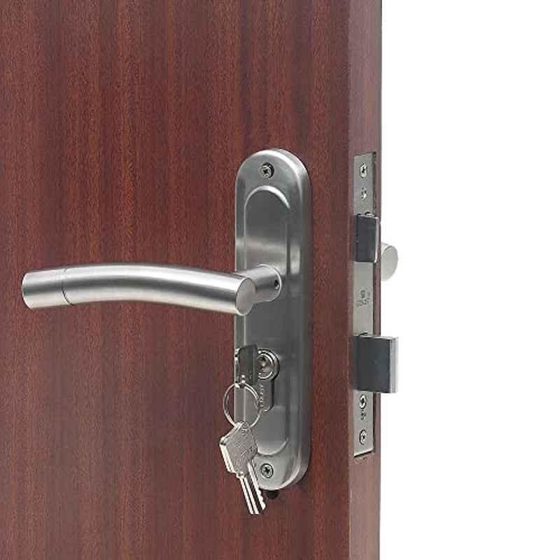 Homexpert MG1101 Stainless Steel Satin Finish Round Plate Heavy Duty Mortise Door Lock Set