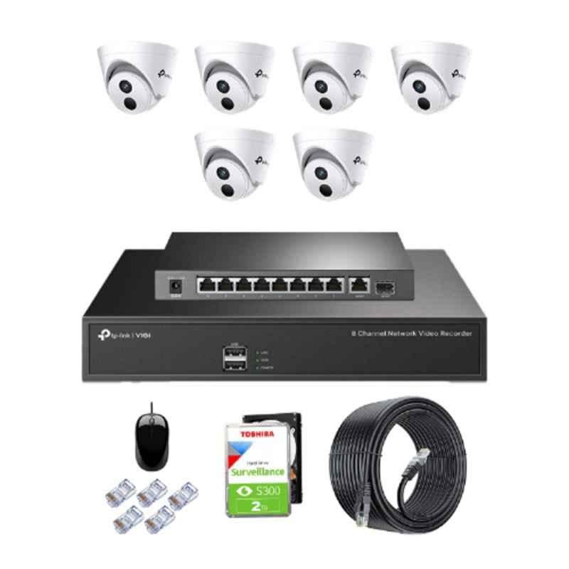 TP-Link VIGI C420I 2MP Indoor Network IP Combo Kit with 8 Channel NVR, 6 Cameras, 10 Port POE Switch, 2TB HDD, D-LINK 100M LAN Cable & Connectors