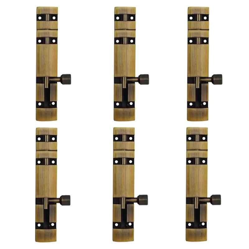 S&A Home Decor Xylo 4 inch Aluminum Antique Brass Finish Tower Bolt (Pack of 6)