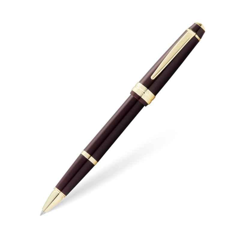 Cross Bailey  Burgundy Resin & Gold Tone Finish Black Roller Ball Pen with 1 Pc Black Gel Ink Tip Set, AT0745-11