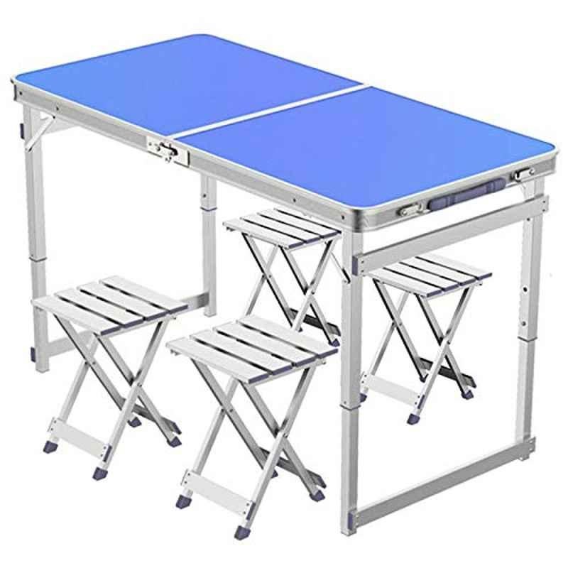 Corvids 100kg Aluminum Multipurpose Folding Table with 4 Chairs & Carrying Handle, CFTC-02 (BL)