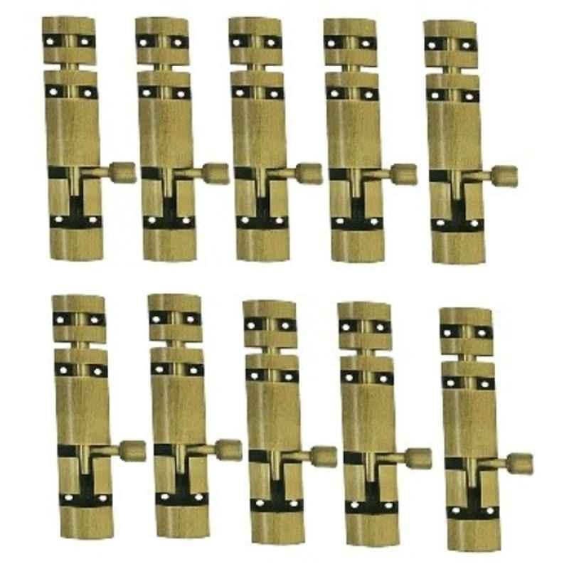 MSP M-2502 10 Pcs 4 inch Aluminium Brass Antique Finish Tower Bolt Set for Doors & Windows, M-2502AN4-10