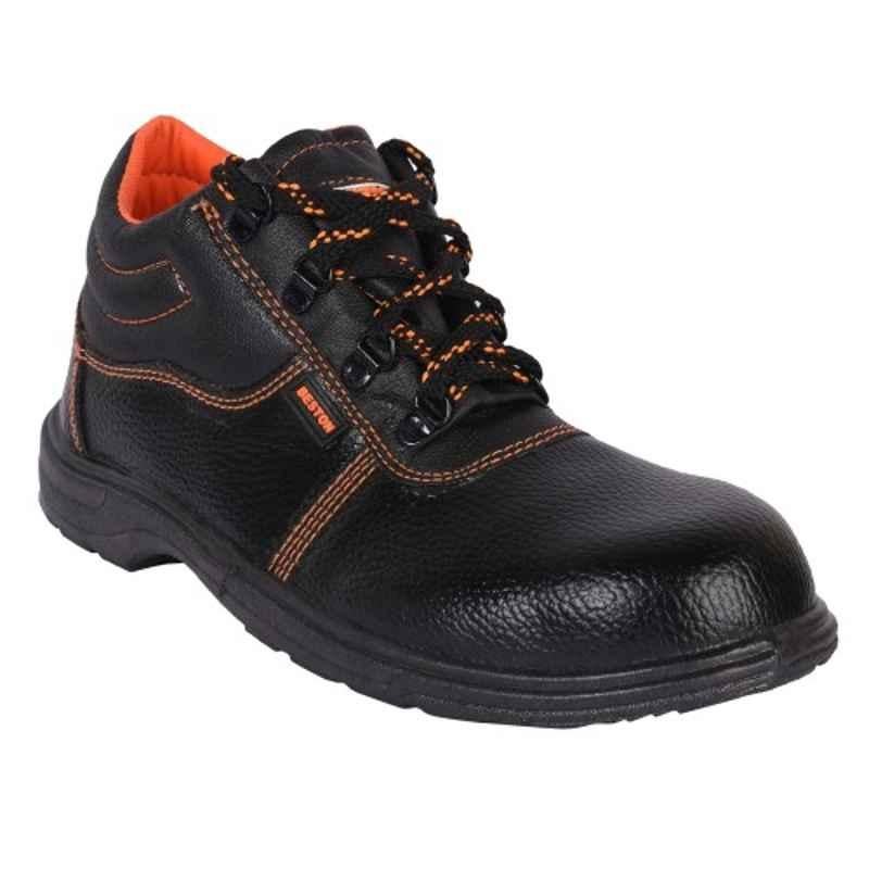 Hillson Beston Steel Toe Black Work Safety Shoes, Size: 8