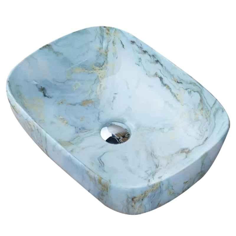 Hisre 45x33x12.7cm Ceramic Multicolour Table Top Wash Basin, SKT1048