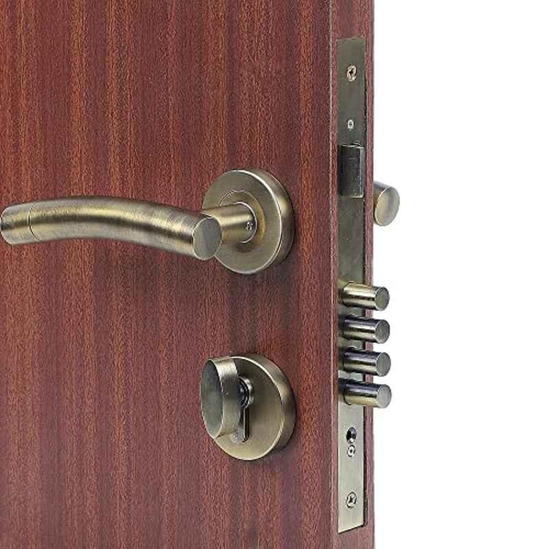 Homexpert Rose MG-1101 60mm Stainless Steel Antique Brass Finish Cylindrical Plate One Side Key Mortise Door Lock Set