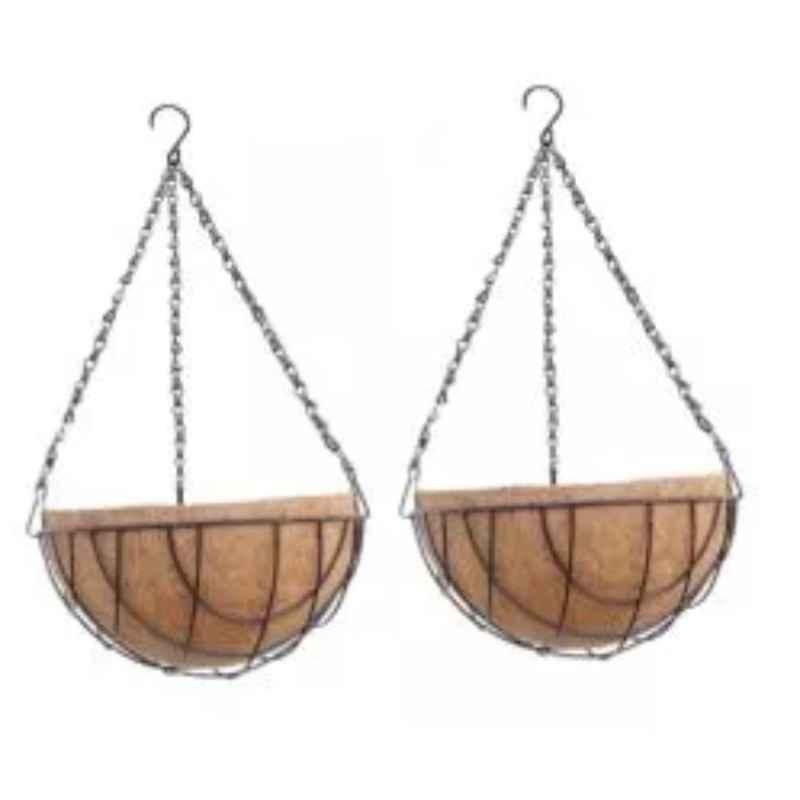 Coir Garden 12 inch Coir Brown Wall Mount Hanging Planter Pots with Stand (Pack of 2)