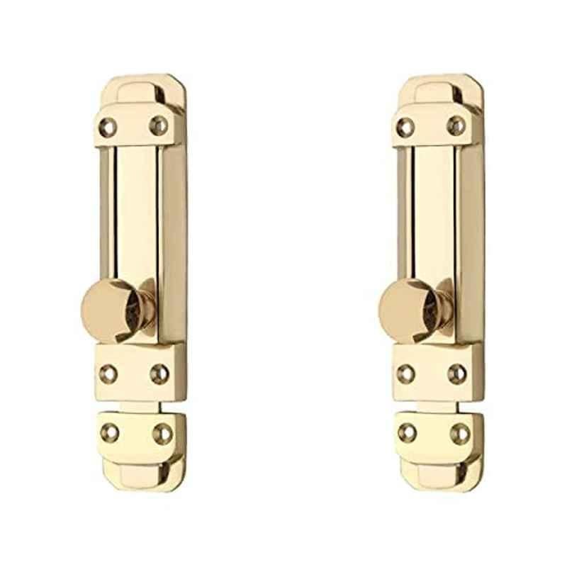 Slide 5.7 inch Brass Polished Sliding Door Lock Latch, B022002CP-2 (Pack of 2)