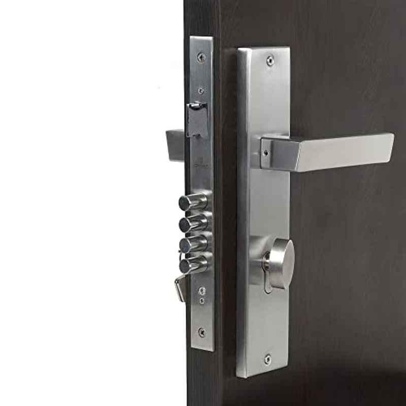 Homexpert LB10003-OSK 10 inch 60mm Stainless Steel Silver Cylindrical Plate One Side Key Mortise Door Lock Set