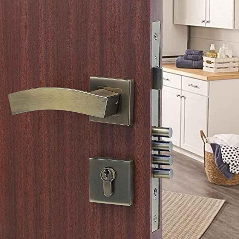 Voltizi Rose Stainless Steel 304 Matt Finish Mortise Door Lock Handle Set with Both Side Key, LB-10002