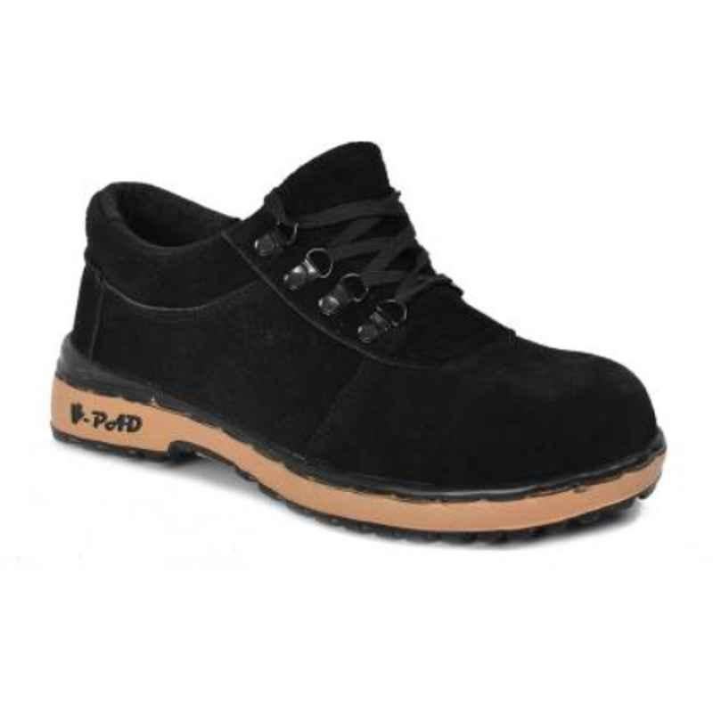 Adzon Pad Leather Black Steel Toe Safety Shoes, 2123, Size: 9