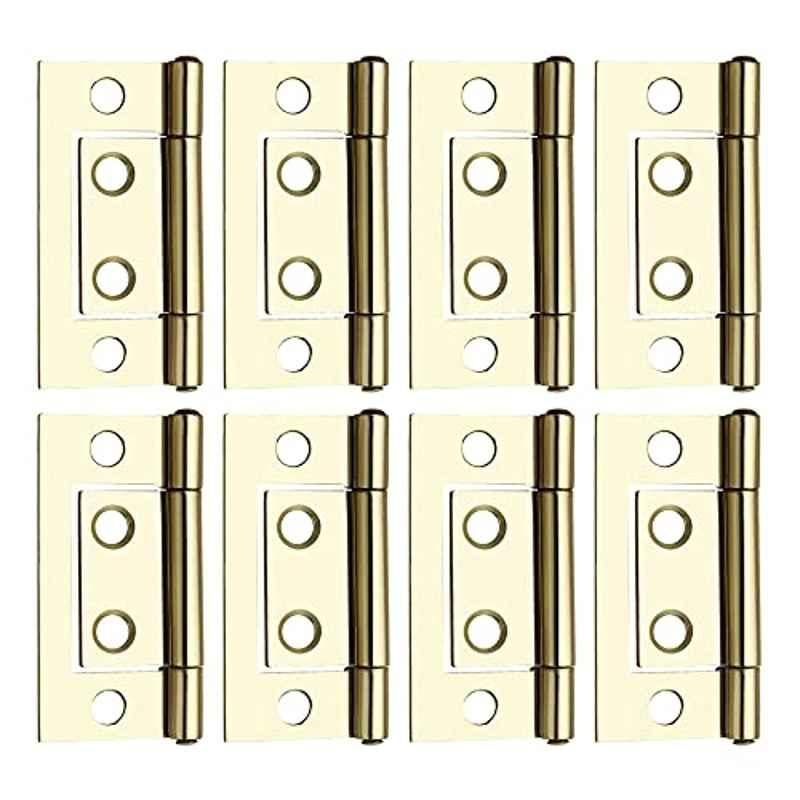 Screwtight 1.5 inch Iron Brass Effect Finish Cabinet Flush Hinge, â€ŽS170701EB-8 (Pack of 8)