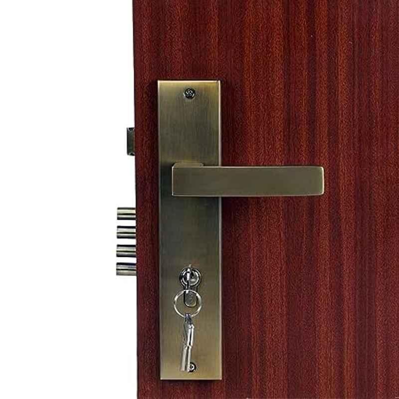 Handle Waala LB10001 10 inch 60mm Stainless Steel Antique Brass Finish Cylindrical Plate Both Side Key Mortise Door Lock Set