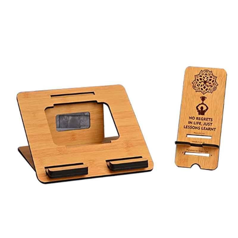 Gift Kya De MDF Engineering Wood Portable Laptop Stand for Desk with Phone Holder, GKD000316